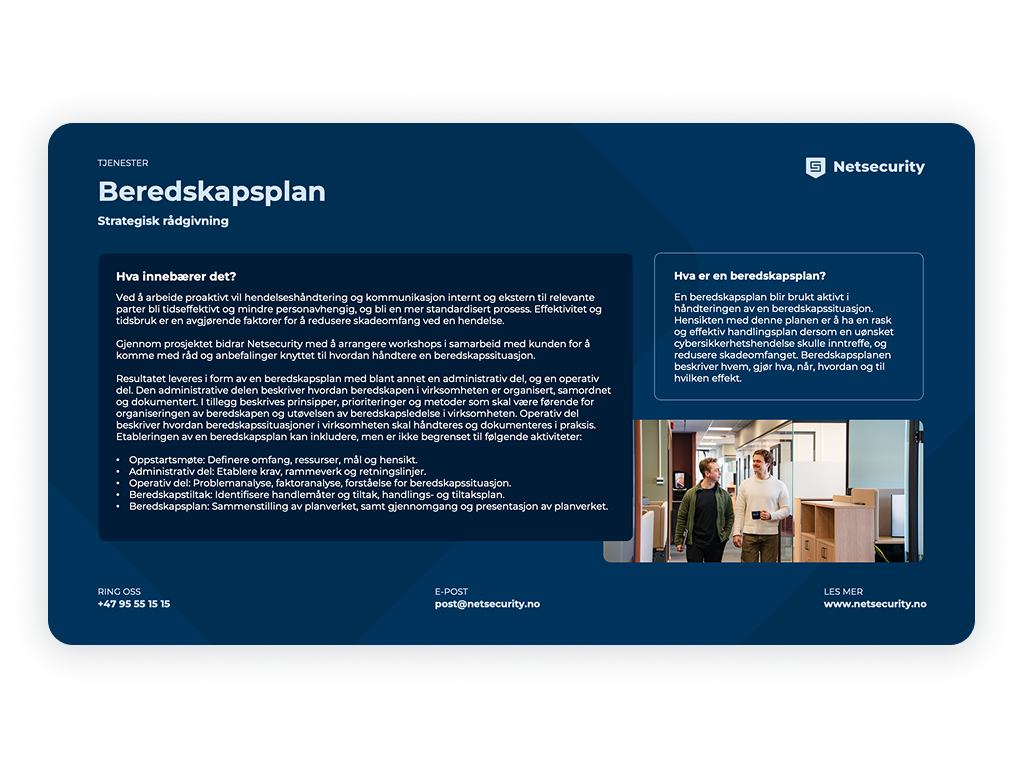 Produktark - Beredskapsplan