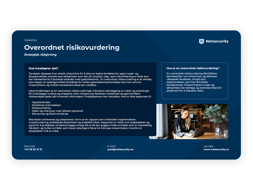 Produktark - Overordnet risikovurdering