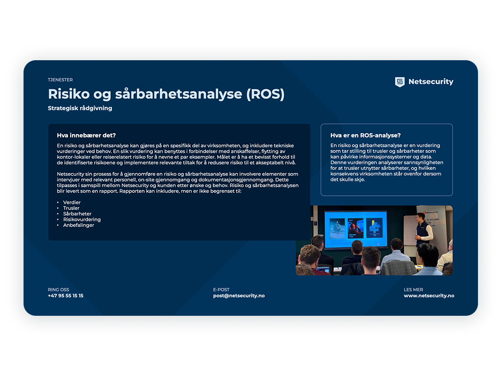 Produktark - Risiko og sårbarhetsanalyse