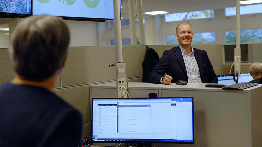 Sondre Andersen in an open plan office